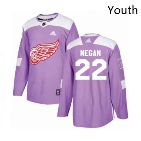Youth Adidas Detroit Red Wings 22 Wade Megan Authentic Purple Fights Cancer Practice NHL Jersey